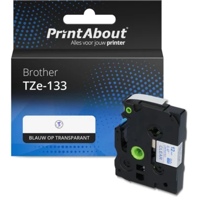 Afbeelding van Huismerk Brother TZe 133 Tape Blauw op transparant (12 mm)