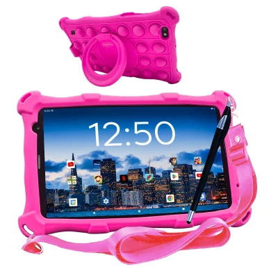 Afbeelding van AngelTech Kindertablet PRO MAX 4GB RAM + 3GB Virtual 64 GB Opslag 8 Inch Roze