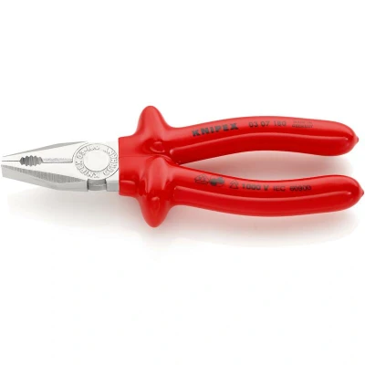 Image de KNIPEX 03 07 180 Pince combinée isolation par immersion, testée VDE, chromée mm