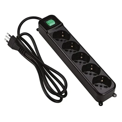 Afbeelding van Tecnoware Fmp5Iig Nero Presa Multipla 5 Prese Miste Schuko Italiane Interruttore