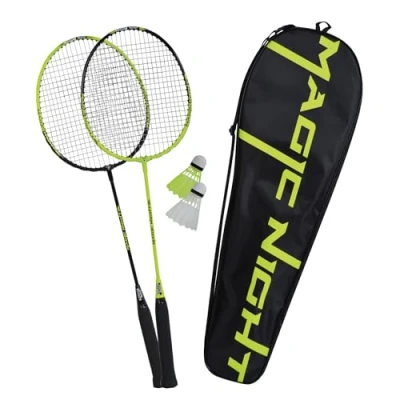Afbeelding van Talbot Torro Badminton Magic Night, 2 rackets en stuurwielen met led, om &#039;s nachts te spelen, in een tas, 449405