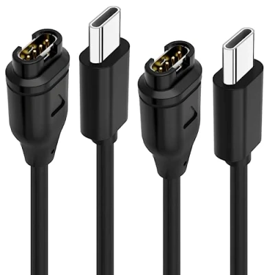 Afbeelding van USB C oplader voor Garmin Fenix 5 5S 5X Plus 6 6S 6X Pro 7 7S 7X, Forerunner 745 935 945 45 45S 245 Music, Instinct, Approach S10 S40 S60 S12 S42, Vívoactive 3 4 4S Venen U 2 stuks Inhoud levering: