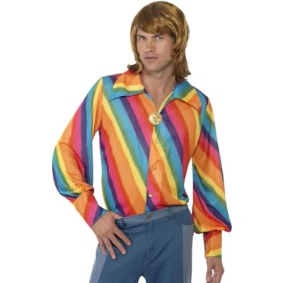 Afbeelding van Smiffys Regenbooghemd van de jaren 69 L