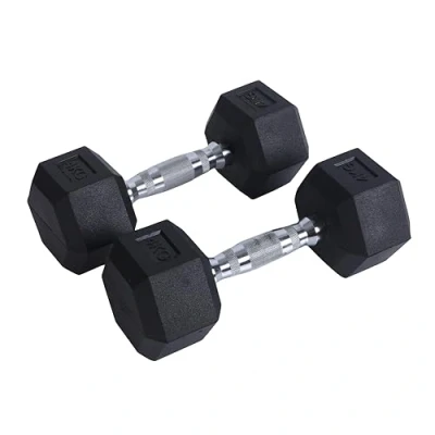 Afbeelding van Endless Paar 4 Kg (2 * 8.8 LB) Hexagon rubber beklede Dumbbells Zwart Materiaal: IJzer en Perfect voor bodybuilding, fitness, gewichtheffen training thuis of op de sportschool