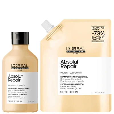 Afbeelding van L&#039;Oréal Professionnel Absolut Repair Shampoo 300 ml + Refill 500 voor beschadigd haar Voordeelset