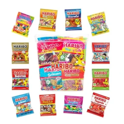 Afbeelding van Haribo Mega Fête x Super Party snoepzakjes mix Strooigoed snoep snoepcadeau voor kinderen 1960g