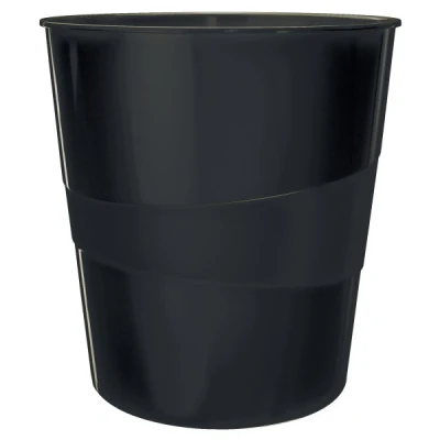 Image de leitz corbeille à papier wow, en plastique, 15 litres, noir