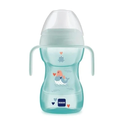 Afbeelding van MAM Fun To Drink Cup met handgrepen en harde uitloop, 8 maanden, 270 ml, lichtblauw