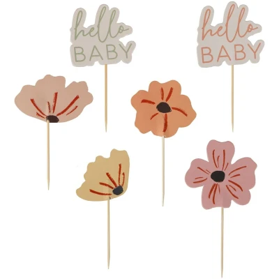 Afbeelding van Ginger ray taartversiering babyshower floral 12st