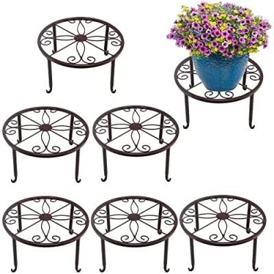 Afbeelding van ZEONHEI Set van 6 bloempotten metaal, rond, 24 cm, voor bloempotten, binnen, balkon, buiten, tuin