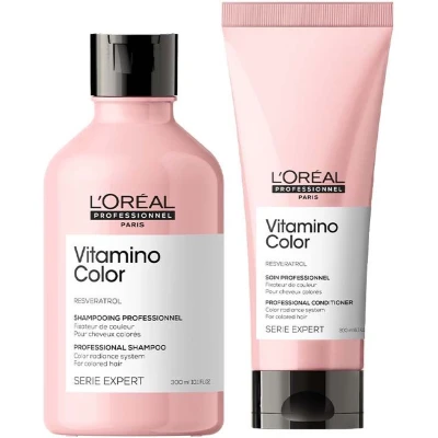 Afbeelding van L&#039;Oréal Serie Expert Vitamino Shampoo 300ml + Conditioner 200ml bundel/set/pakket Haibu by Kapperskorting.com