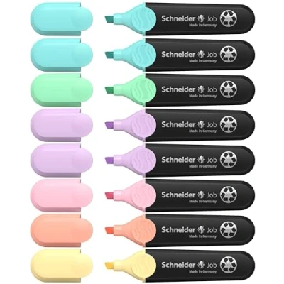 Image de Schneider Job 150 Lot de 8 surligneurs pastel (en plastique recyclé, récompensé par l&#039;ange bleu)