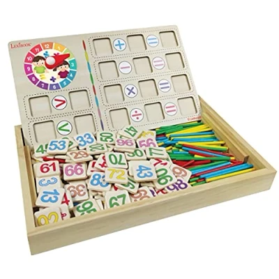 Afbeelding van Lexibook, Bio Toys, The School of Maths, activiteitenbox van FSC hout om te leren tellen, educatief speelgoed voor de 1e leeftijd, kinderspel, EDU200