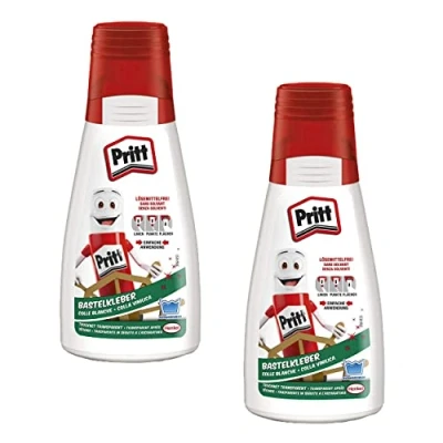 Image de Pritt Lot de 2 flacons colle 100 g transparente à séchage universel pour la maison, l&#039;école ou le bureau, blanche enfants