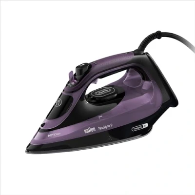 Afbeelding van Braun TexStyle 9 SI9661VI Stoomstrijkijzer met FreeGlide 3D technologie, verticaal strijkijzer, druppelbescherming, 330 ml tank, 260 g/min, 3200 W, paars