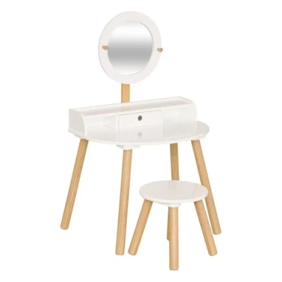 Afbeelding van Atmosphera Kids Kaptafel met spiegel en Krukje 61x42xH89cm Wit
