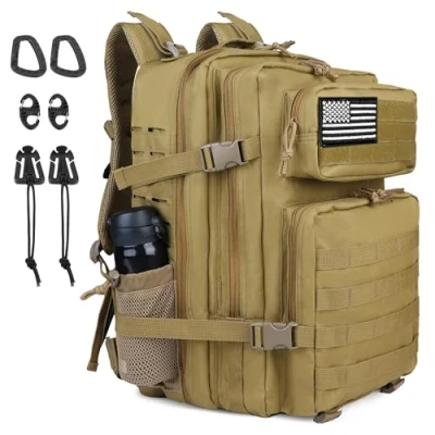 Image de Zavothy 45L Sac à Dos Militaire Hommes Femmes, de Randonnée, Travail en Plein Air Bundeswehr, MOLLE Tactique Survie, Étanche, pour Le Trekking Camping Voyages Chasse, Khaki