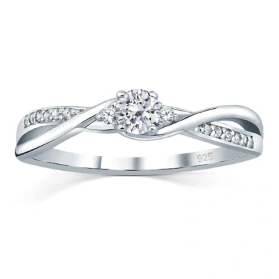 Afbeelding van SILVEGO FNJR085sw Dames 925 Sterling Zilver Ring met Swarovski Zirconia Verlovingsring
