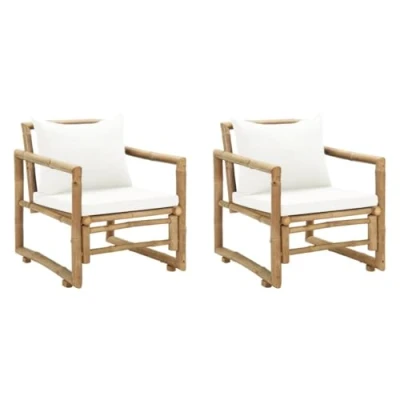Afbeelding van Tuinstoelen 2 st met kussens bamboe