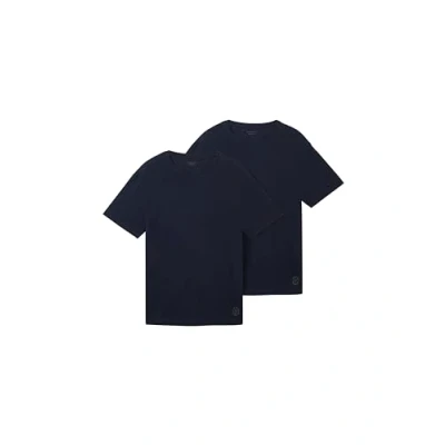Image de TOM TAILOR Lot de 2 t shirts basiques pour homme, 10302 Bleu foncé., XXL
