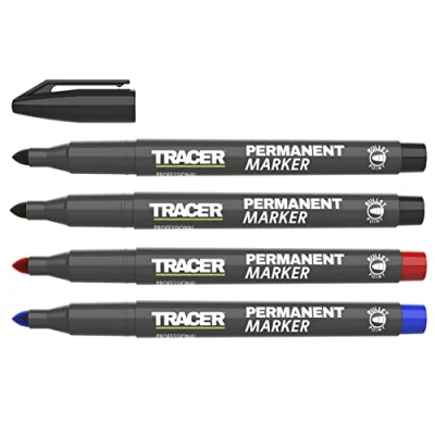 Afbeelding van Tracer Permanente markeerset met fijne punt (1 2 mm ronde markers sneldrogende inkt) rood, blauw, zwart