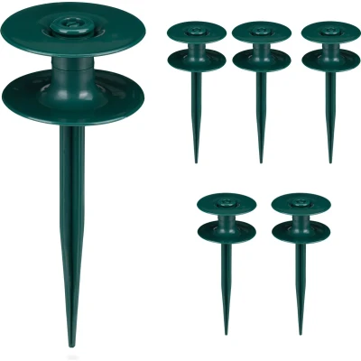 Afbeelding van Relaxdays tuinslang geleider 6 stuks slanggeleider met grondpin groen