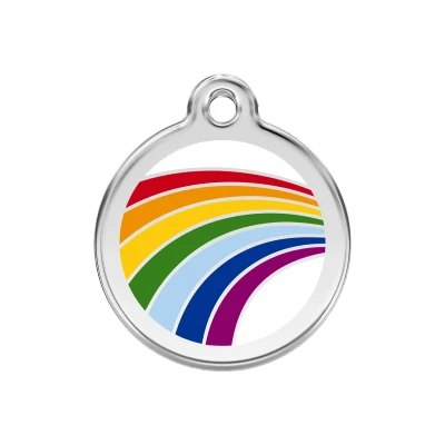 Afbeelding van Rainbow White roestvrijstalen hondenpenning medium/gemiddeld dia. 3 cm RedDingo