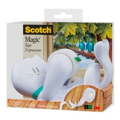 Image de Dévidoir chat avec ruban adhésif 3M Scotch Magic 7,5 m