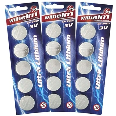 Afbeelding van WILHELM 15 stuks CR2450 lithiumknoopcellen 3 V 600 mAh Ø 24,5 x 5 mm DL 2450