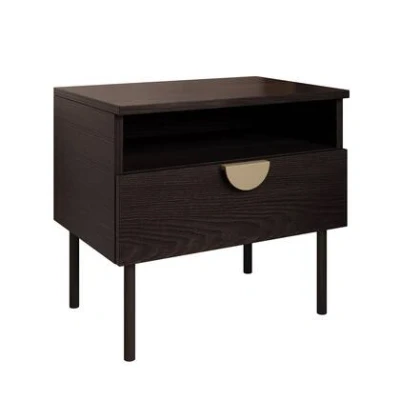 Afbeelding van Meubella Nachtkastje Monor Zwart eiken 50 cm Set van 2