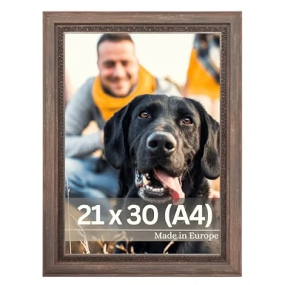 Afbeelding van Victor fotolijst &quot;Boho&quot; bruin in 21 x 30 cm lijst: 16 mm Vintage rustiek A4 bruine 20 Landhuis