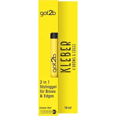 Afbeelding van got2b 4 Brows &amp; Edges lijm (16 ml), mascara 2 in 1 Brow Gel Hair met praktische stylinggel dubbelzijdige wenkbrauwborstel voor het fixeren van babyhaar, veganistische formule