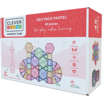 Afbeelding van Cleverclixx magnetische tegels geo pastel 45st