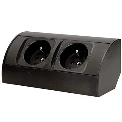 Afbeelding van ORNO AE 1303/B Elektrische stekkerdoos, ideaal voor keuken, kantoor en werkblad, 45 opbouw, standaard stopcontact 3680 W: Frans (type E) (zwart)