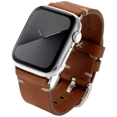 Afbeelding van JT Berlin Watchband Alex II Vintage Horlogeband 42 mm, 44 45 mm M Bruin, RVS Watch Series 1, 2, 3, 4,