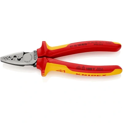 Image de KNIPEX 97 78 180 pince à sertir pour embouts isolés avec branches plusieurs composants, testée VDE mm