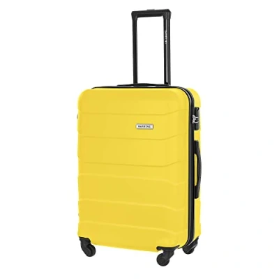 Afbeelding van BARRENS Trolleykoffer, handbagage, reiskoffer, rolkoffer, harde koffer, cabinekoffer, reiskoffer met wielen, bagage, handkoffer, 55 x 40 20 cm (bordeaux), Geel., Koffer