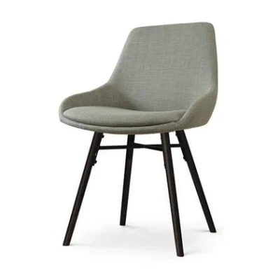 Afbeelding van Nolon Nena Isa Eetkamerstoel Groen Stof Zonder Armleuning Zwarte Houten Poten Scandinavisch Comfortabel