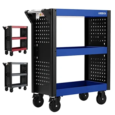 Afbeelding van AREBOS Gereedschapswagen Gereedschapstrolley 3 vakken Bleu / Noir