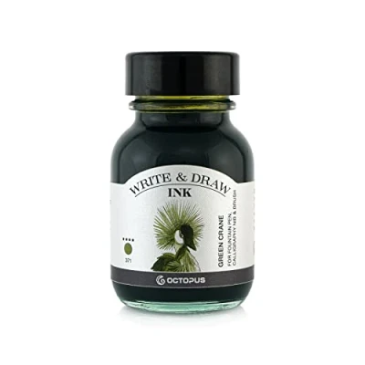 Afbeelding van Octopus Write and Draw Ink 371 Green Crane waterbestendige inkt om te schrijven en tekenen, lichtbestendige kalligrafie inkt, groen, 50 ml
