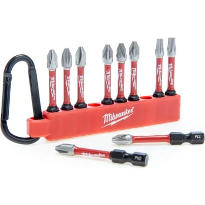 Afbeelding van Milwaukee carabiner 10 delig SHOCKWAVE bits 50mm 4932480941 bitset