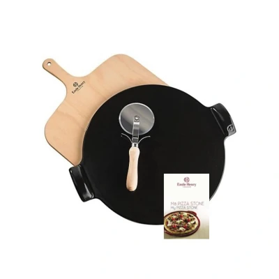 Afbeelding van Emile Henry Pizza set Fusain (steen Ø37cm+schep+snijder)