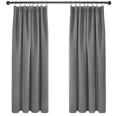 Afbeelding van Deconovo 2 gordijnen voor slaapkamer, keuken, woonkamer, decoratie, huis, deurraam, kantoor, volwassenen, thermo, plooiband, verduistering, Halloween, zwart, 117 x 138 cm