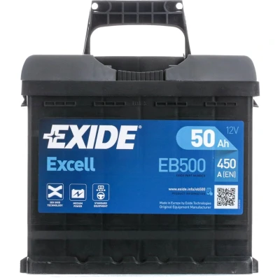 Afbeelding van EXIDE EXCELL EB500 Accu 12V 50Ah 450A B13 PEUGEOT: 206 Hatchback, 206+ Partner I Van, VOLKSWAGEN: Golf Plus / Crossgolf, Polo V Hatchback