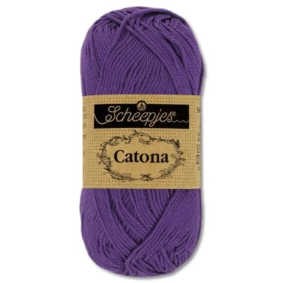 Afbeelding van Frida&#039;s Wollhaus Scheepjes Catona 10 g wol voor breien en haken, 100% katoen, 113 kleuren (521 Deep Violet)