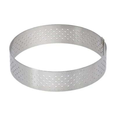 Afbeelding van De Buyer VALHORNA ronde taartcirkel van geperforeerd roestvrij staal 7,5 x 2 cm Gemaakt in Frankrijk, AIR SYSTEM technologie, microperforaties voor snel en gelijkmatig koken knapperige