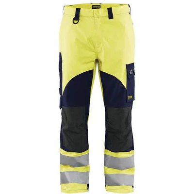 Image de Pantalon multinormes inhérent jaune fluo/marine avec poche pour badge