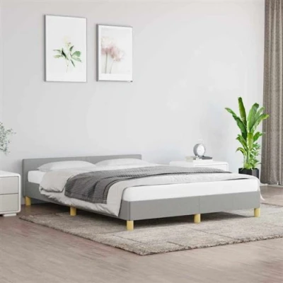 Afbeelding van Bedframe met hoofdeinde stof lichtgrijs 140x200 cm