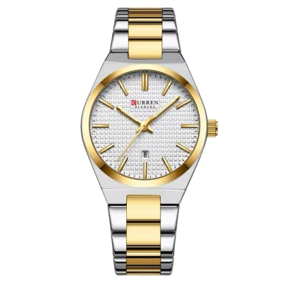 Afbeelding van Curren Luxe Dameshorloge Polshorloge Cadeau Horloge Geschenkdoos Vrouwen Zilver, Goud &amp; Wit Doos RVS