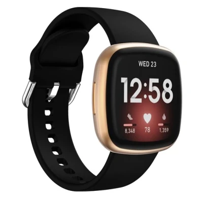 Afbeelding van Fitbit Versa 3 &amp; 4 / Sense 1 2 Siliconen bandje Zwart